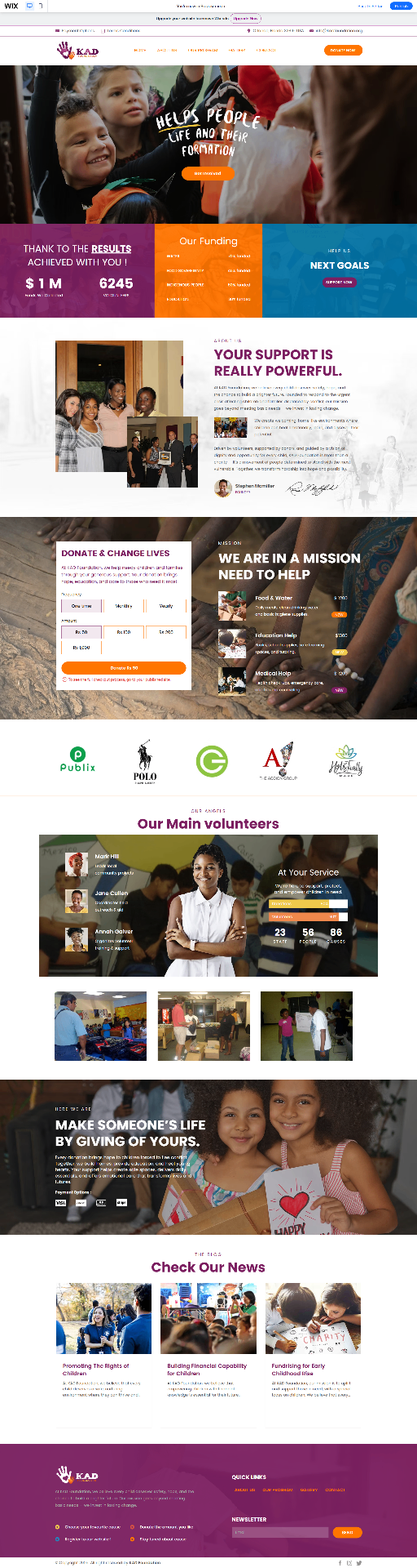 KAD Foundation - Wix project by NETREX
