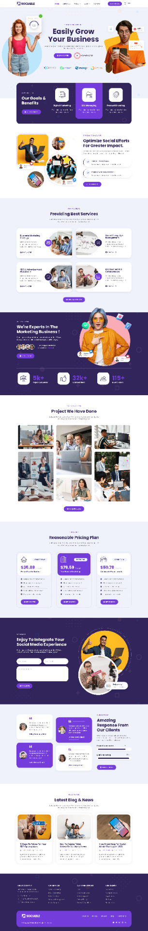 Sociable Marketing - Elementor project by NETREX